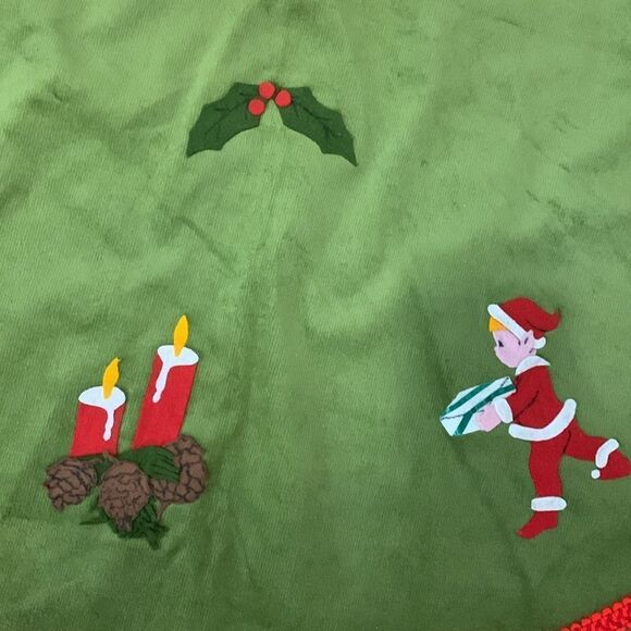 Vintage Unique Handmade Christmas Tree Skirt Felt Holiday Appliques Kitschy - Picture 10 of 17